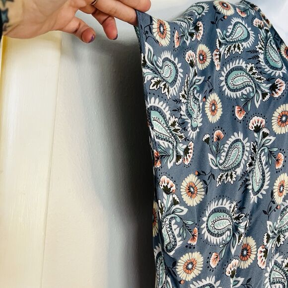 Loft Kimono One Size Spring Floral Print Open Lightweight Light Blue Modal - Picture 4 of 8